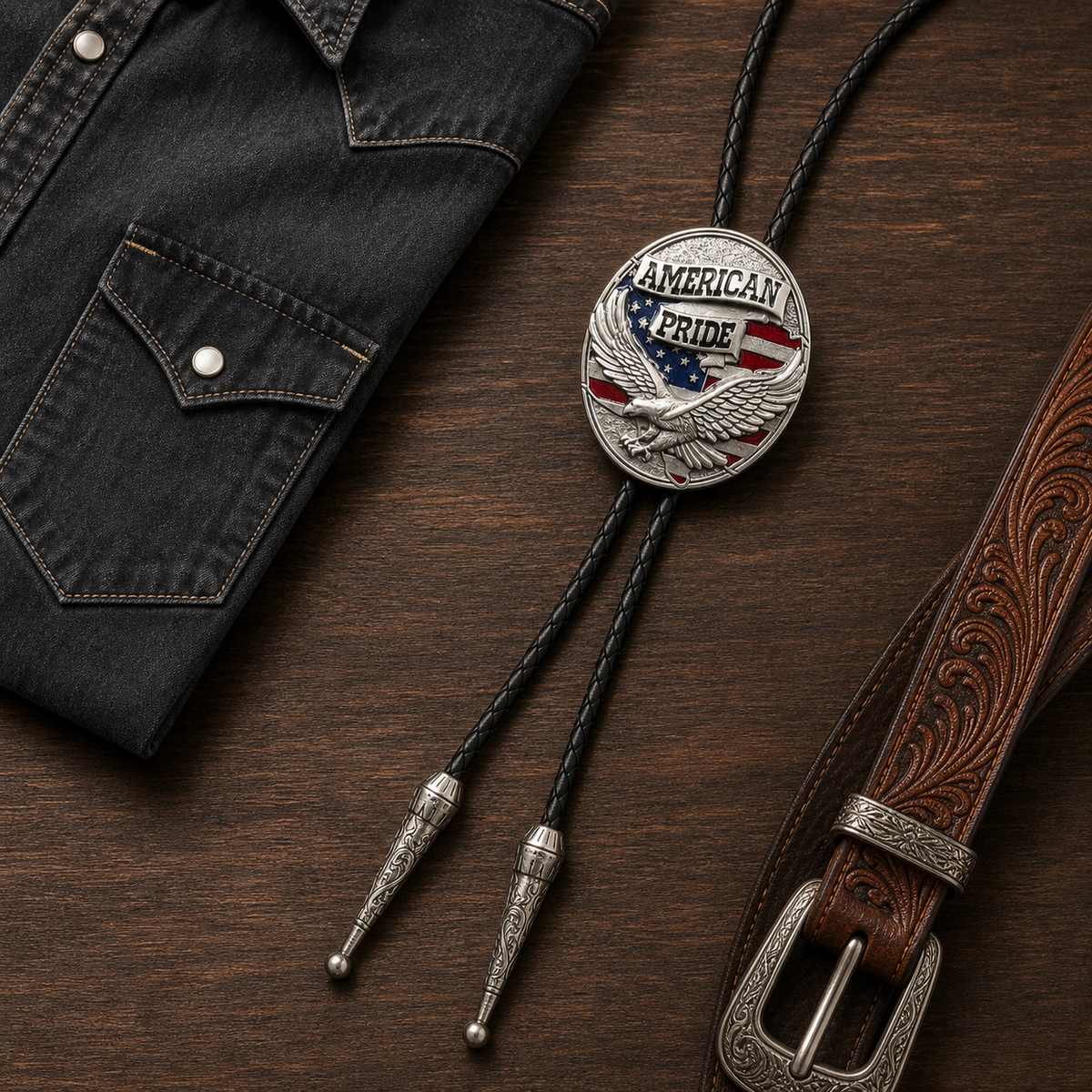 American Pride Eagle Flag Bolo Tie