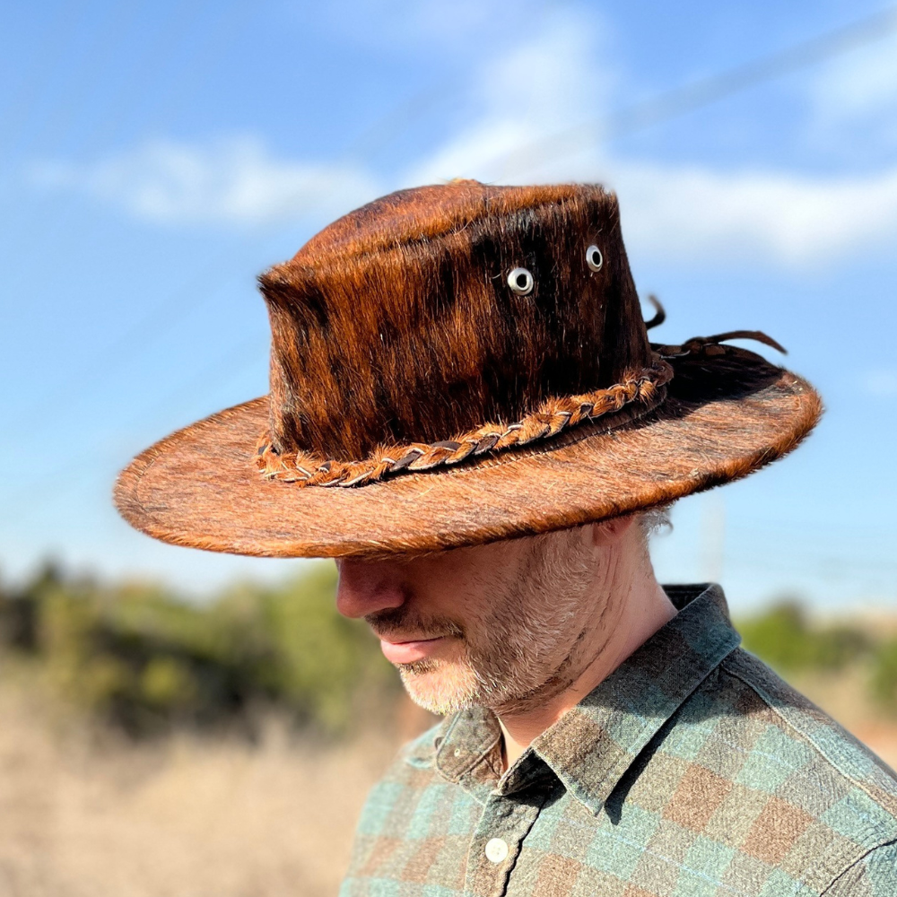 Cowhide Cowboy & Cowgirl Hat - Brown