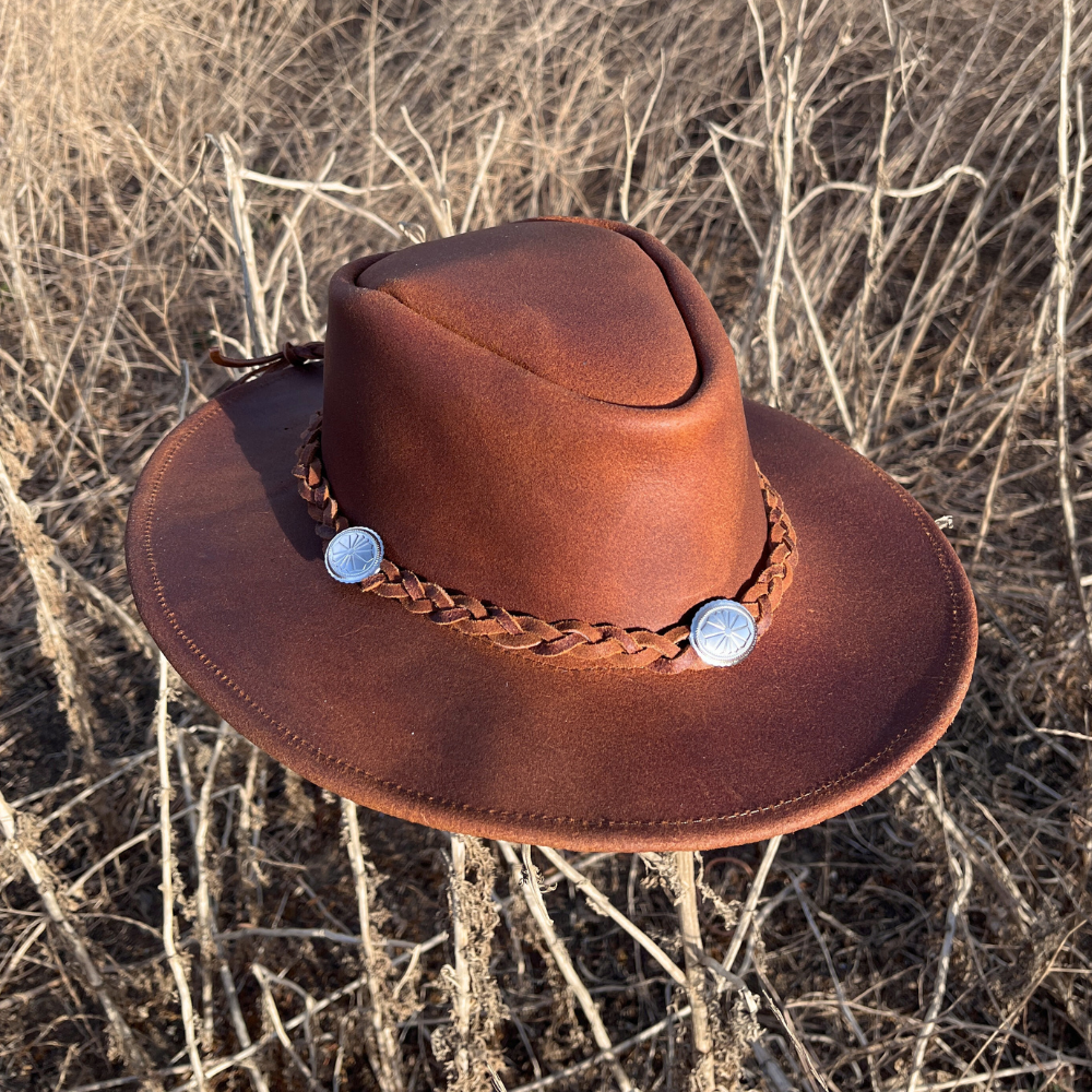 Leather Cowboy Hat / Rancher Hat- Brown
