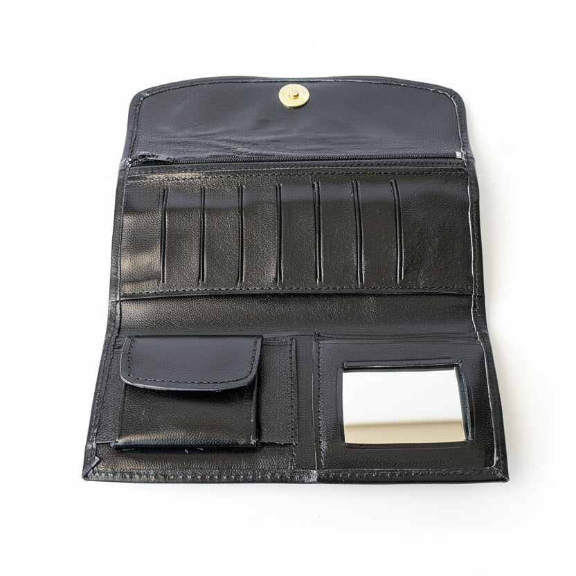 Leather Western Clutch - Black Rose