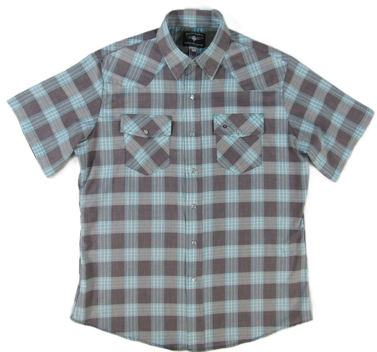 Feather Plaids - Brown & Turquoise - Short Sleeve - Casual Fit