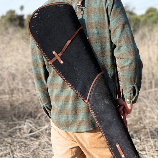 Cowhide Leather Rifle Scabbard / Shotgun Sleeve - Dark Solid