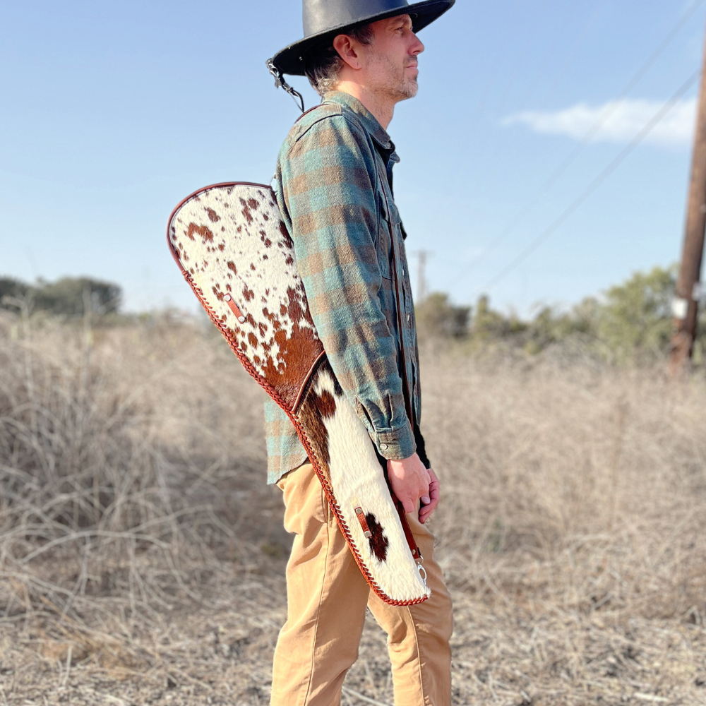 Mexican Leather Rifle Scabbard / Shotgun Sleeve - Patches