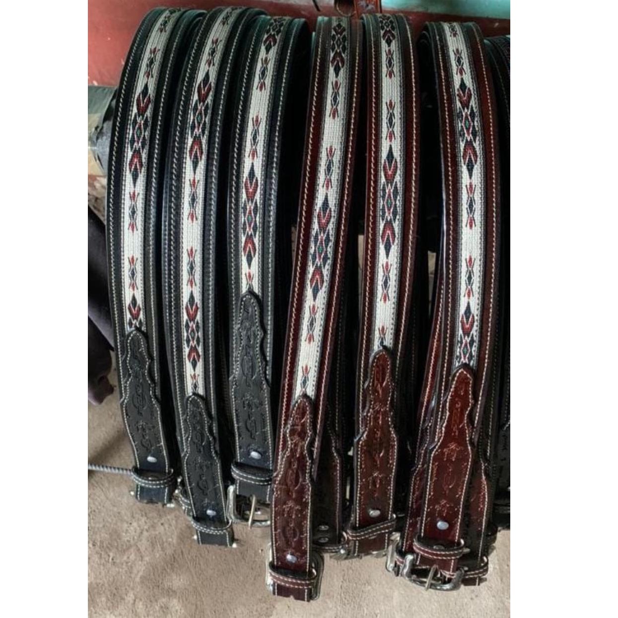 Western Leather Belt - Tooled Aztec