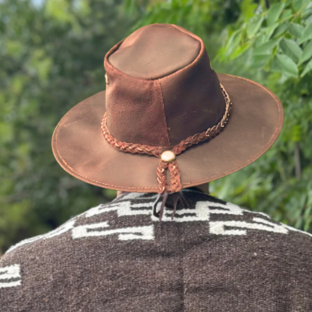 leather cowboy hat dark brown