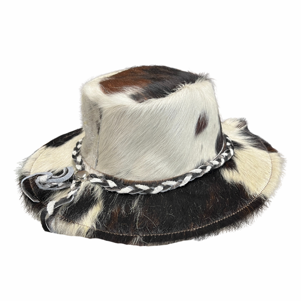 Cowhide Rancher Cowboy Hat - White / Multi