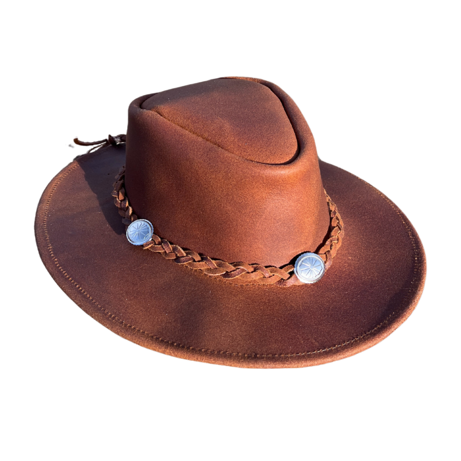 Leather Cowboy Hat / Rancher Hat- Brown