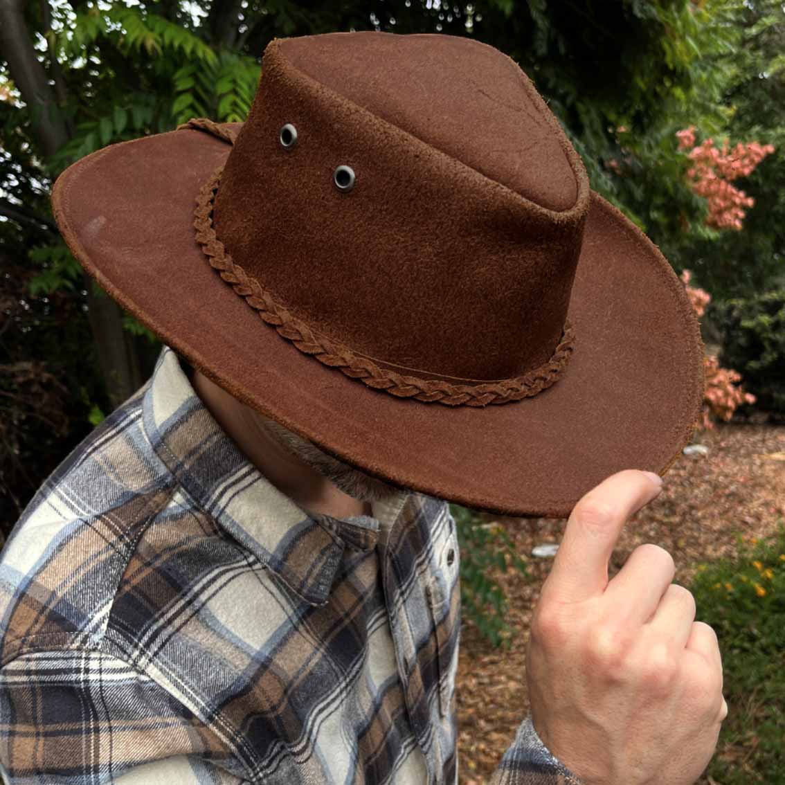 leather cowboy hat- brown