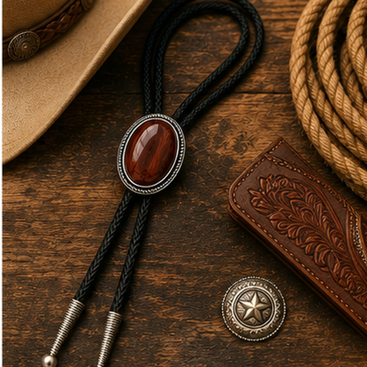 Rust Canyon Red Tiger Eye Bolo Tie