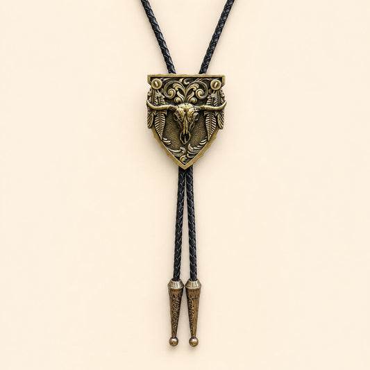 Antique Copper Longhorn Arrowhead Bolo Tie