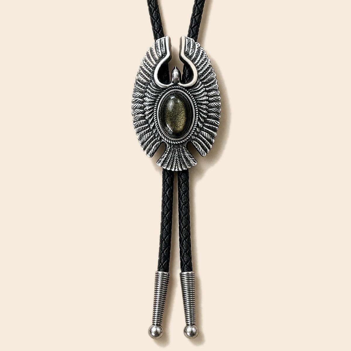 Eagle Wing Golden Obsidian Bolo Tie