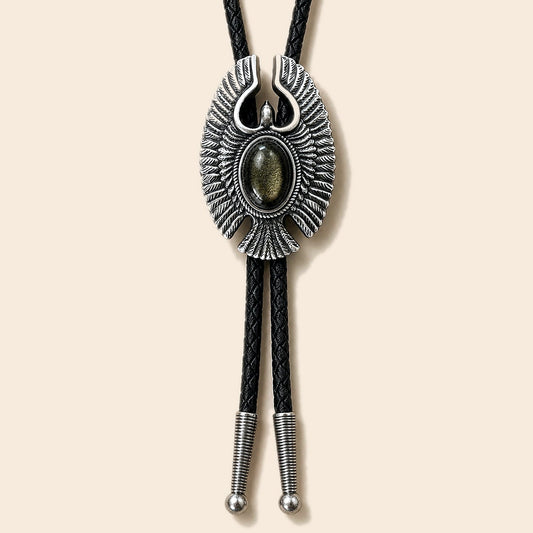 Eagle Wing Golden Obsidian Bolo Tie