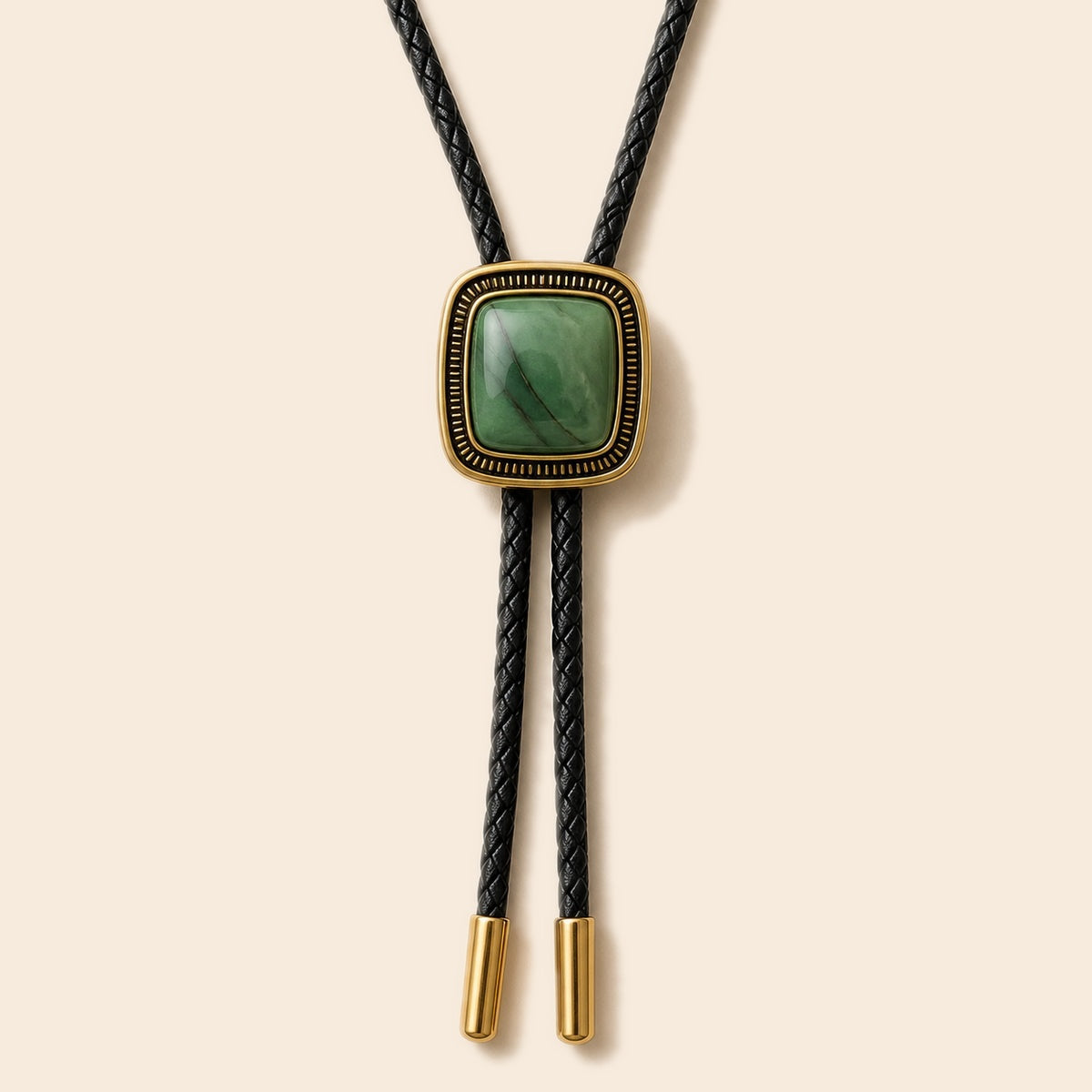 Green Jade Gold-Plated Bolo Tie