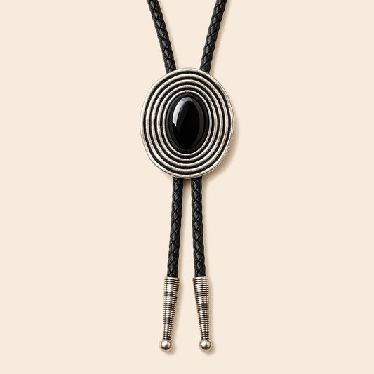 Orbit Black Obsidian Bolo Tie
