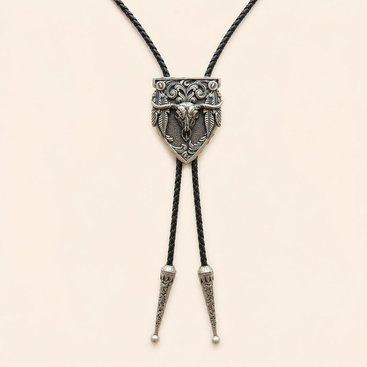 Silver Longhorn Arrowhead Bolo Tie