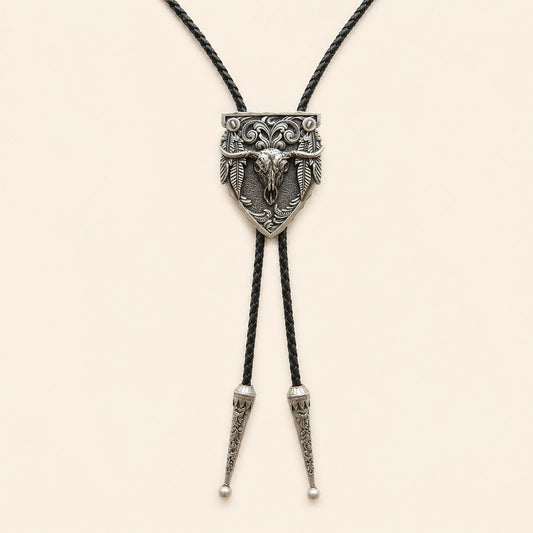 Silver Longhorn Arrowhead Bolo Tie
