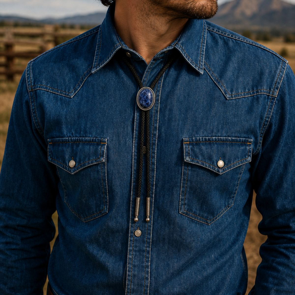 Blue Ridge Blue Stone Bolo Tie