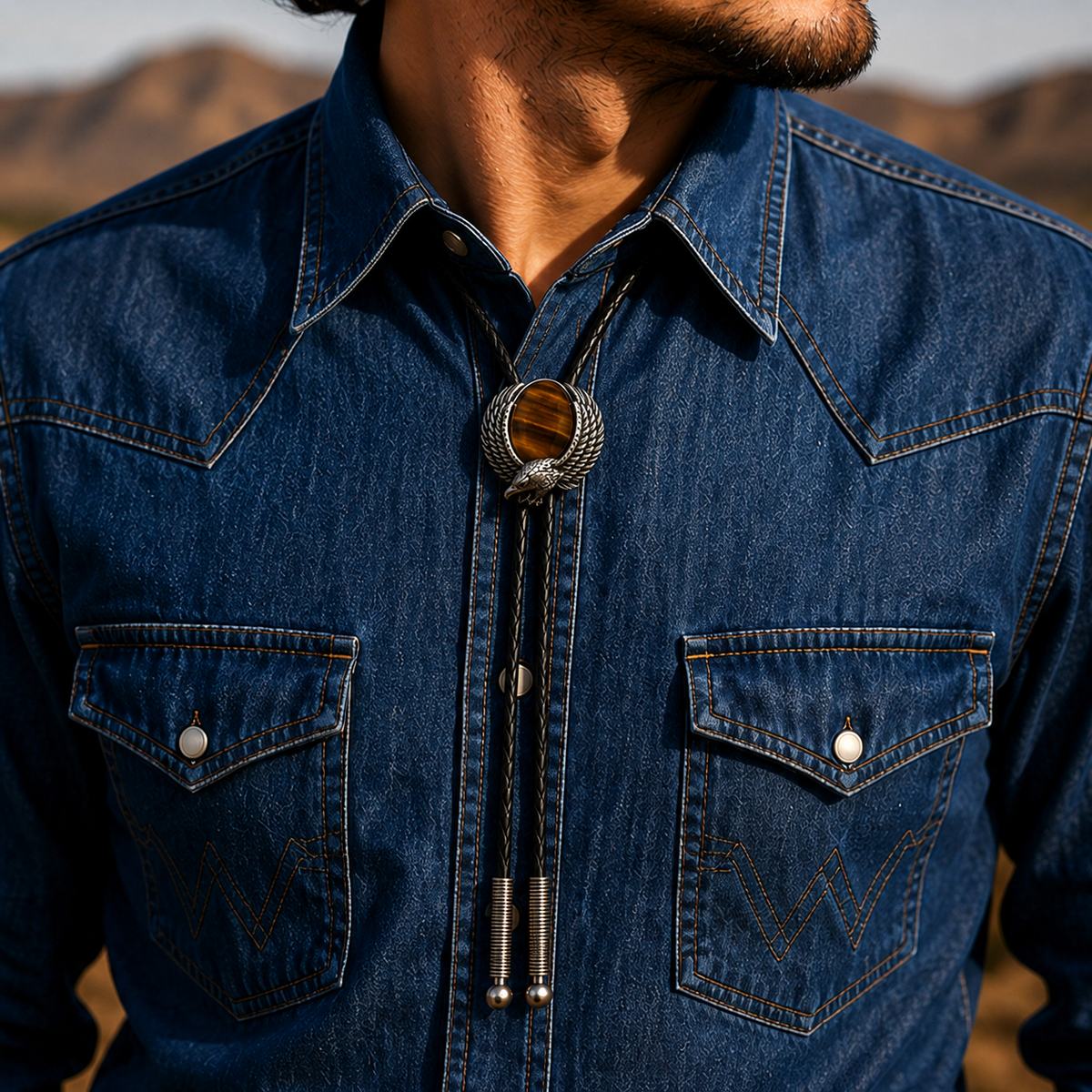 Eagle Eye Red Tiger Eye Bolo Tie