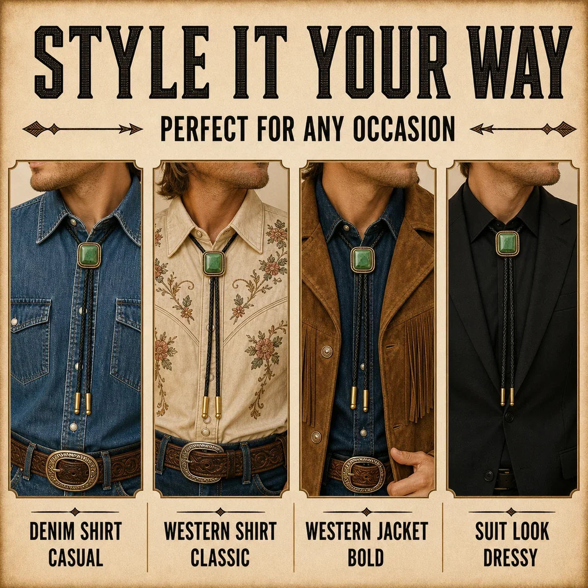 Green Jade Gold-Plated Bolo Tie