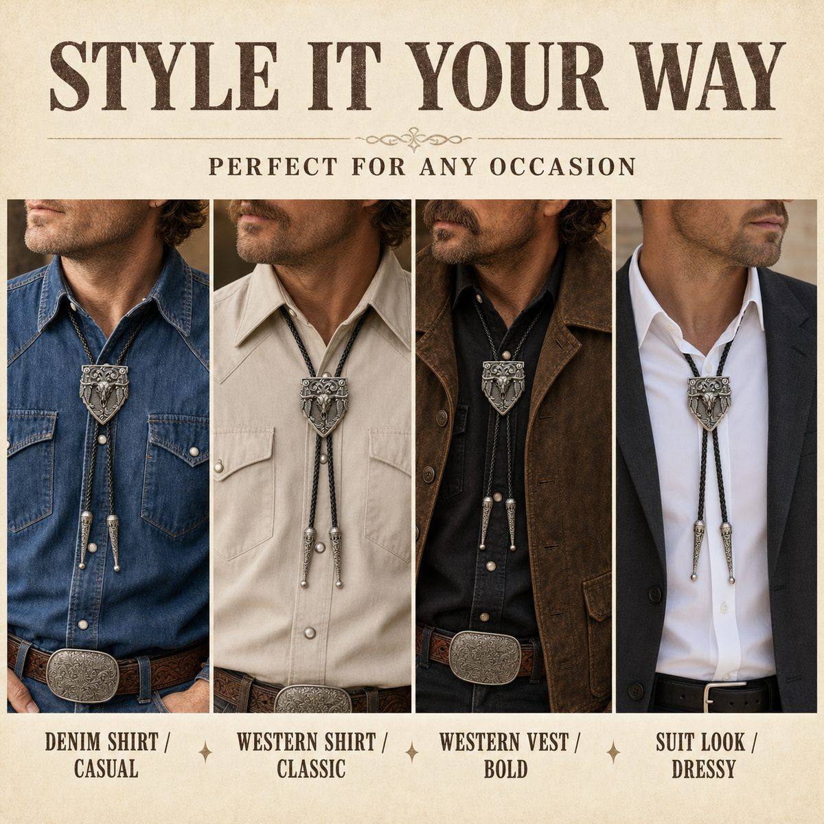 Silver Longhorn Arrowhead Bolo Tie