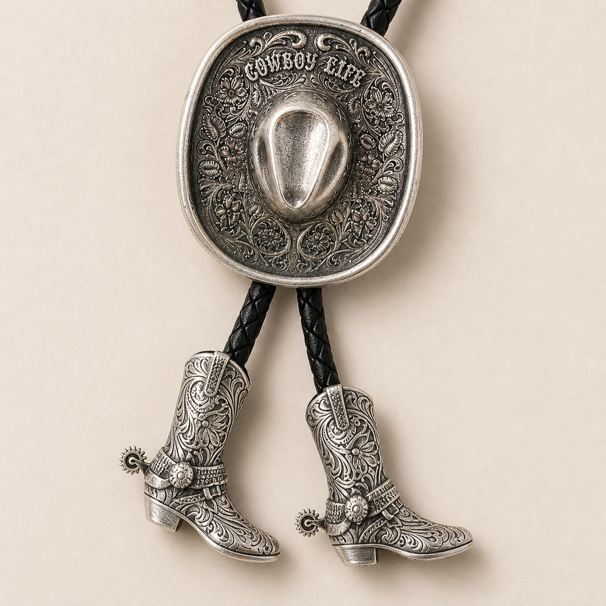 Cowboy Life Silver Hat Bolo Tie