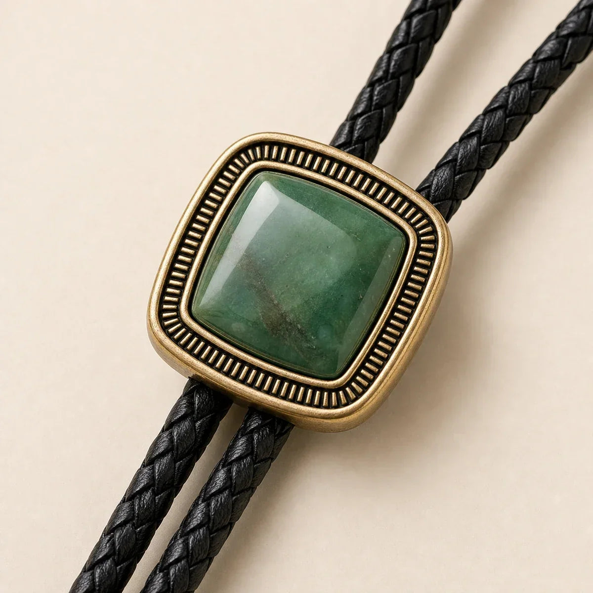 Green Jade Gold-Plated Bolo Tie