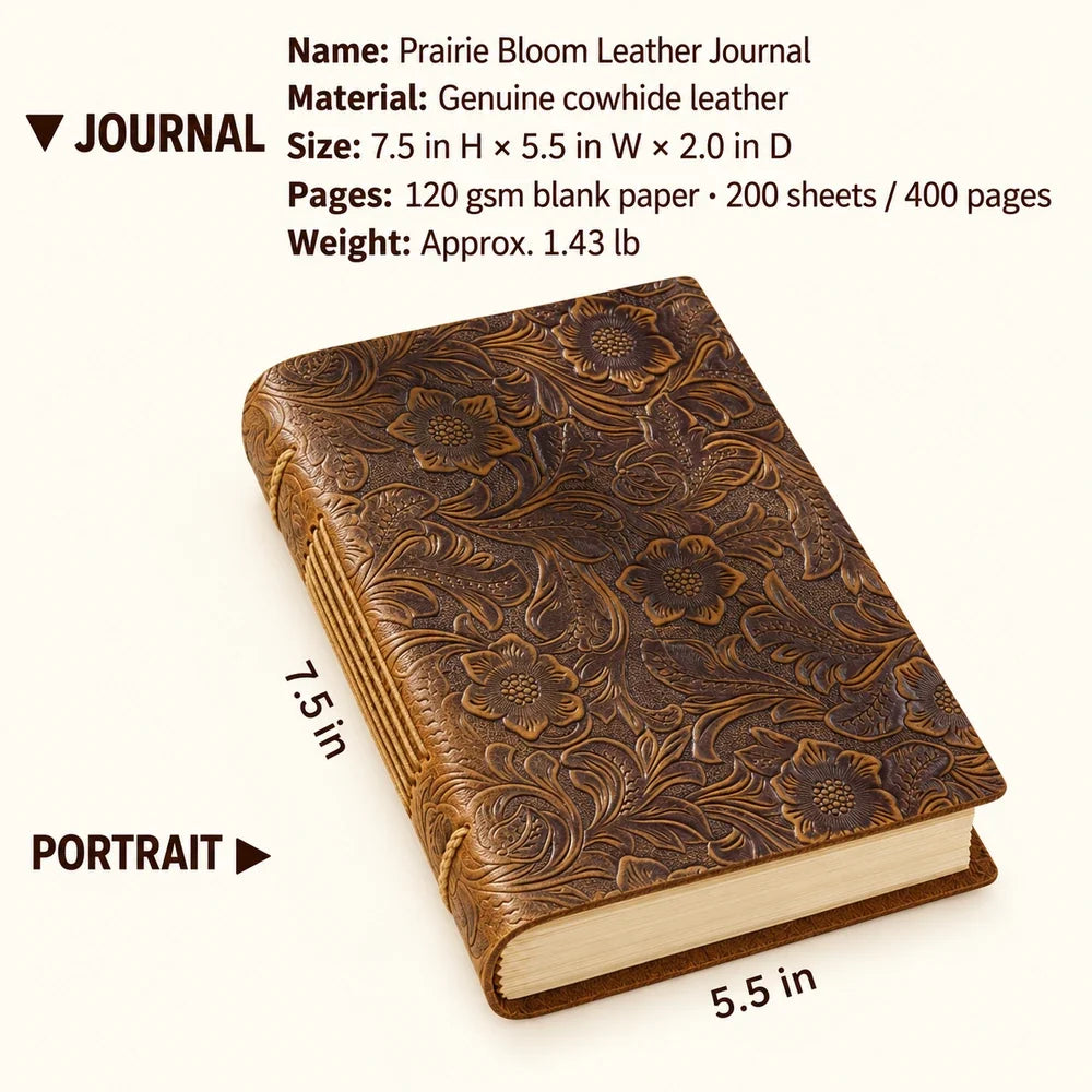 Prairie Bloom Leather Journal