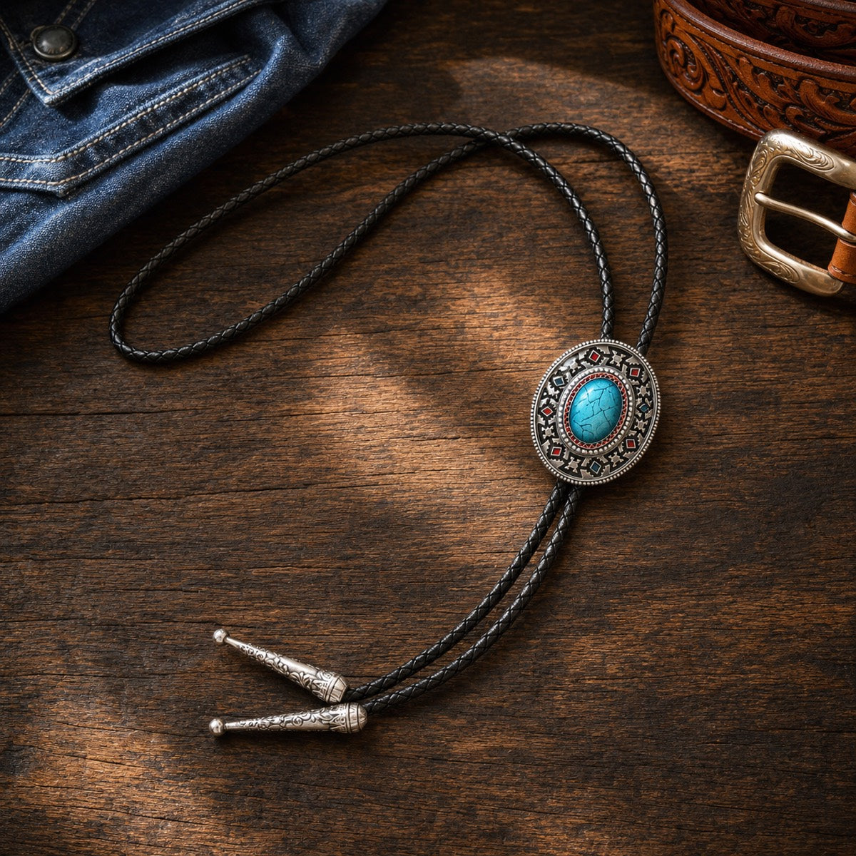 Southwestern Enamel Concho Bolo Tie