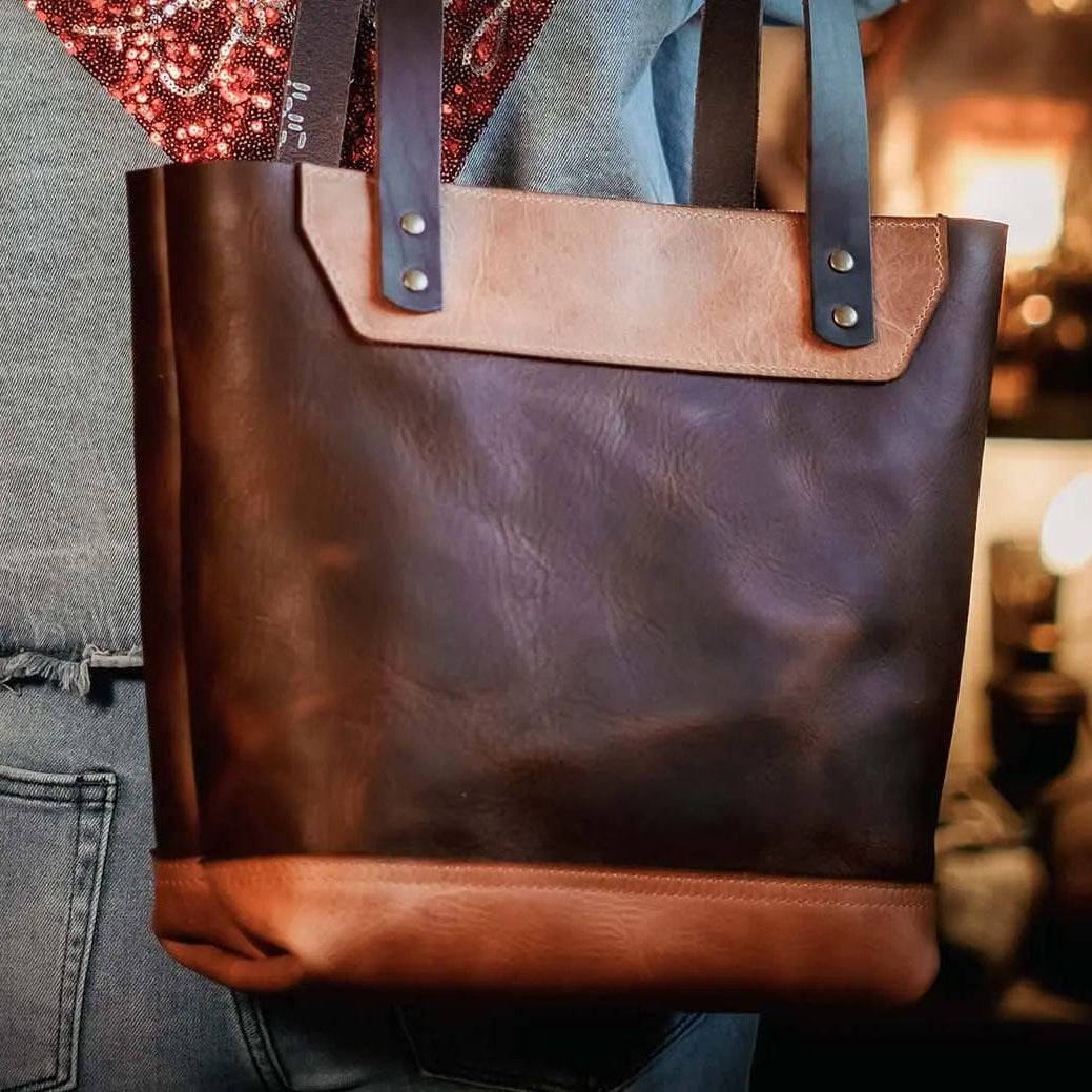 The Naomi Leather Tote Bag - Walnut