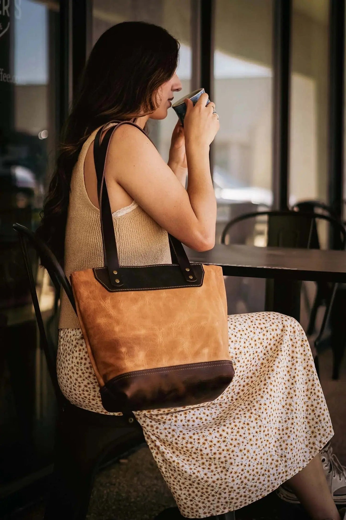 The Naomi Leather Tote Bag - Saddle Tan