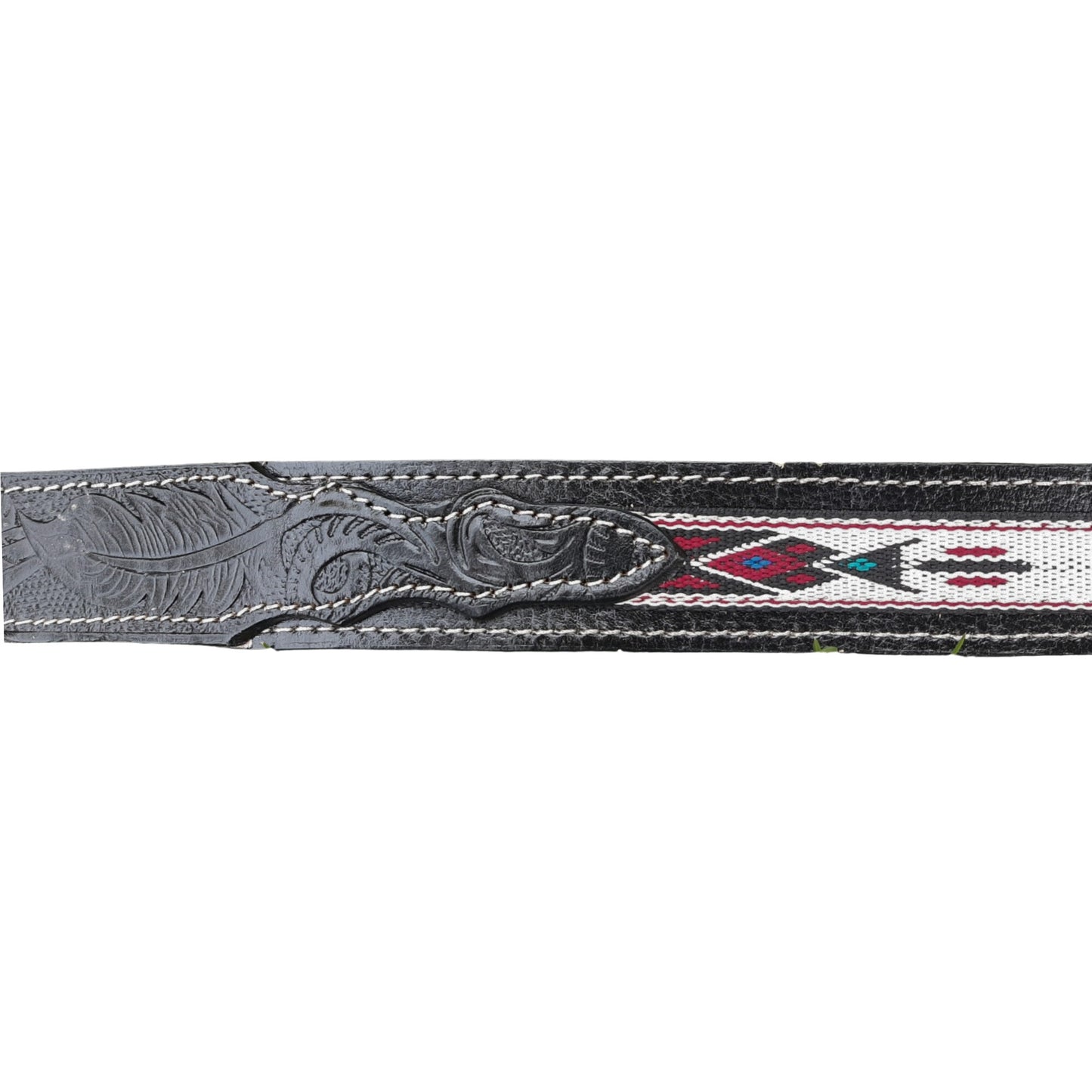 Western Leather Carved Belt - Aztec