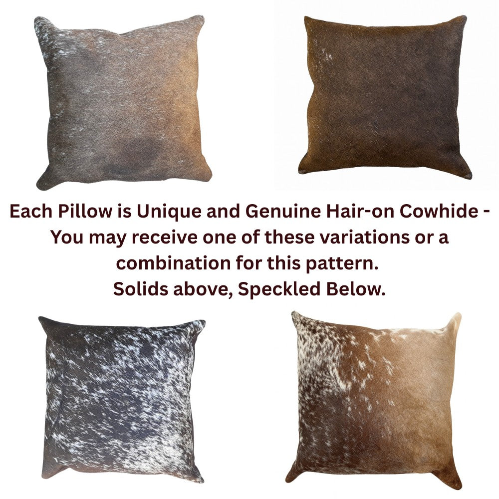 Cowhide & Leather Accent Pillow – Genuine Leather with Unique Natural Pattern
