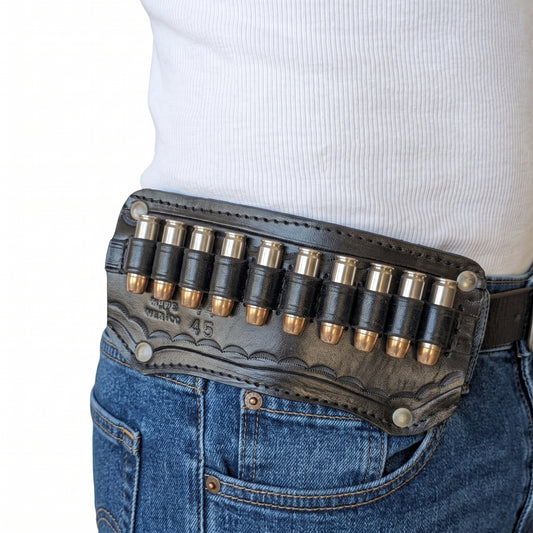 Leather Ammo Holder | Cartridge Belt Attachment | .44 .45 Caliber