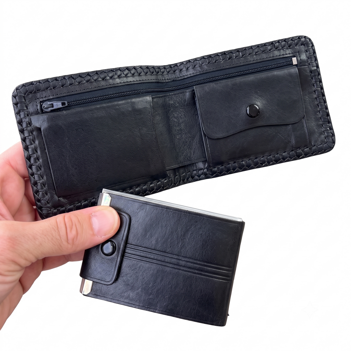 Cowhide Fur-on Leather Wallet | White | ID Sleeve