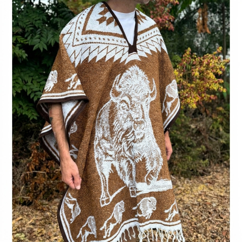 Mexican Poncho Authentic Pullover - Buffalo