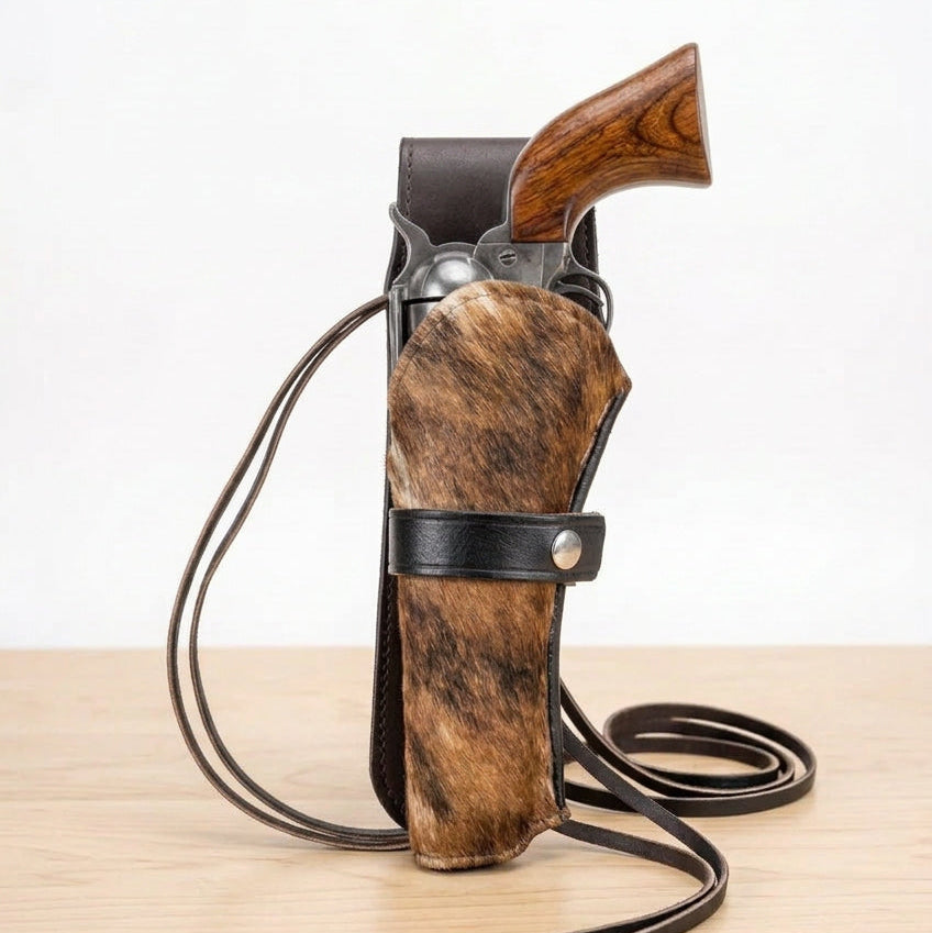 Hip Draw Western Holster | Real Cowhide - Brindle Brown