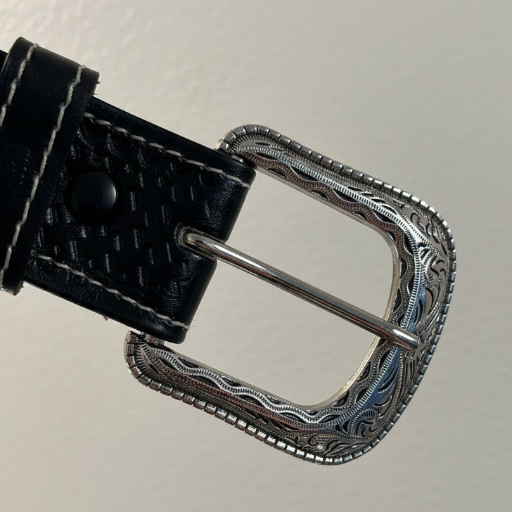 Fire Diamond Leather Cowboy Belt