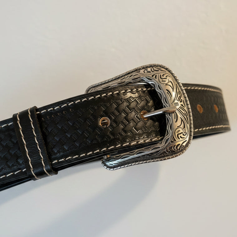 Fire Diamond Leather Cowboy Belt