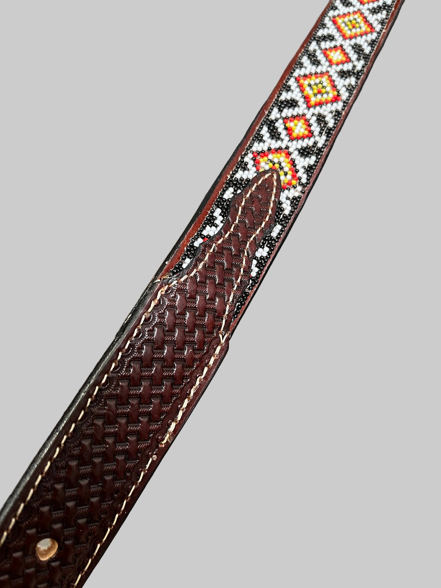 Fire Diamond Leather Cowboy Belt