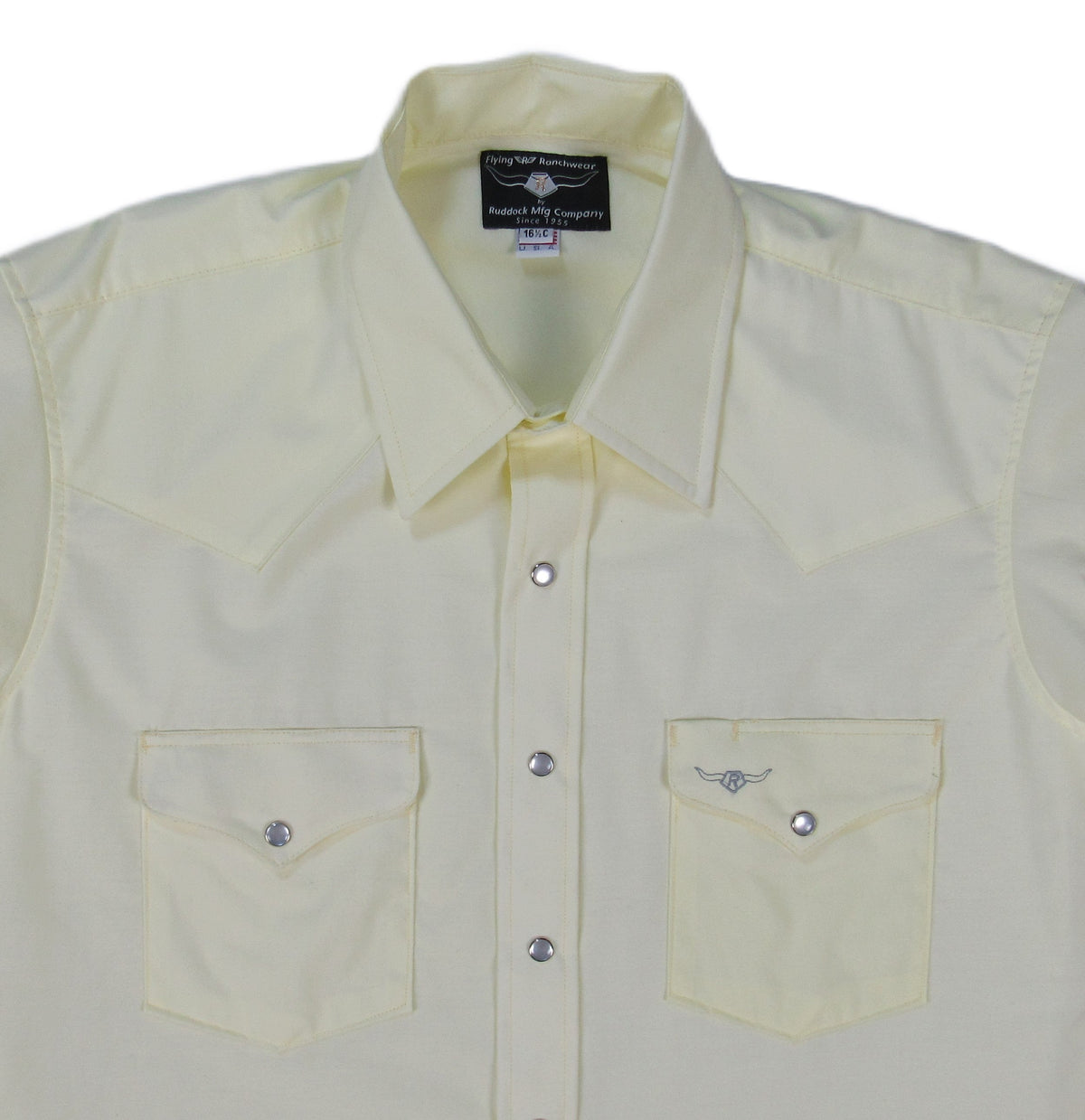 Flying R Ranchwear - Western Solid - Pale Yellow - Short Sleeve Snaps