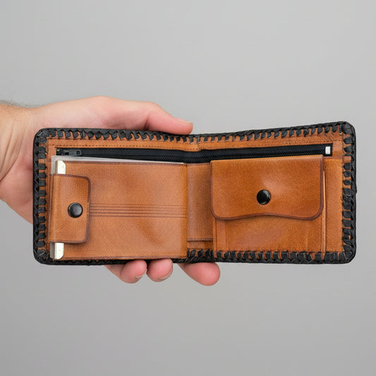 Western Leather Wallet - Dualing Birds | Sleeve inserts