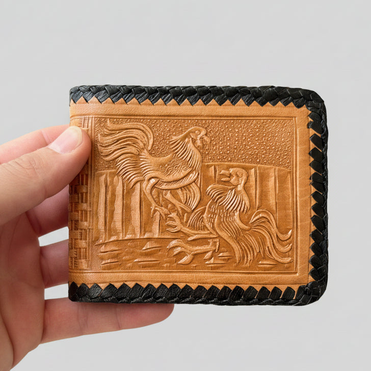 Western Leather Wallet - Dualing Birds | Sleeve inserts