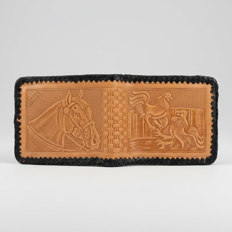 Western Leather Wallet - Dualing Birds | Sleeve inserts