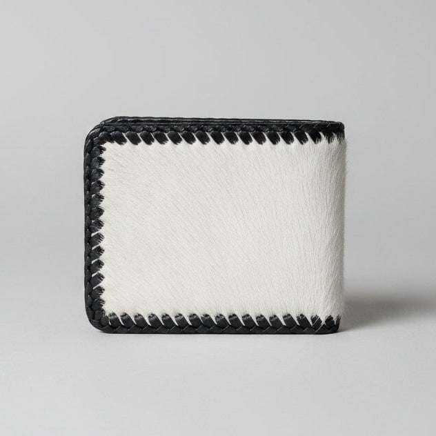 Cow Hide Fur-on Leather Wallet - White