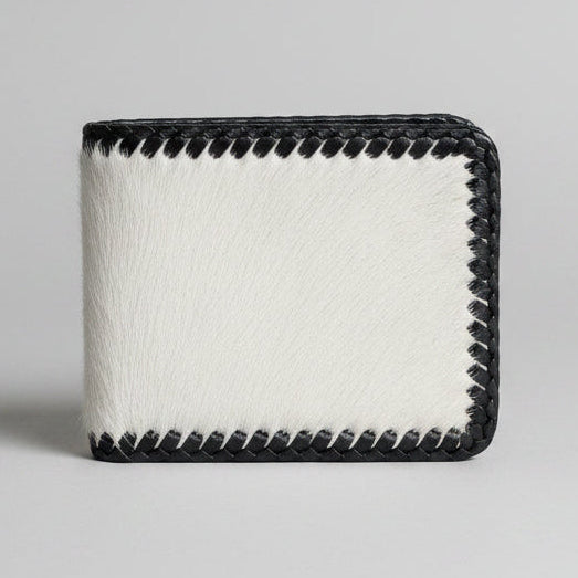 Cow Hide Fur-on Leather Wallet - White