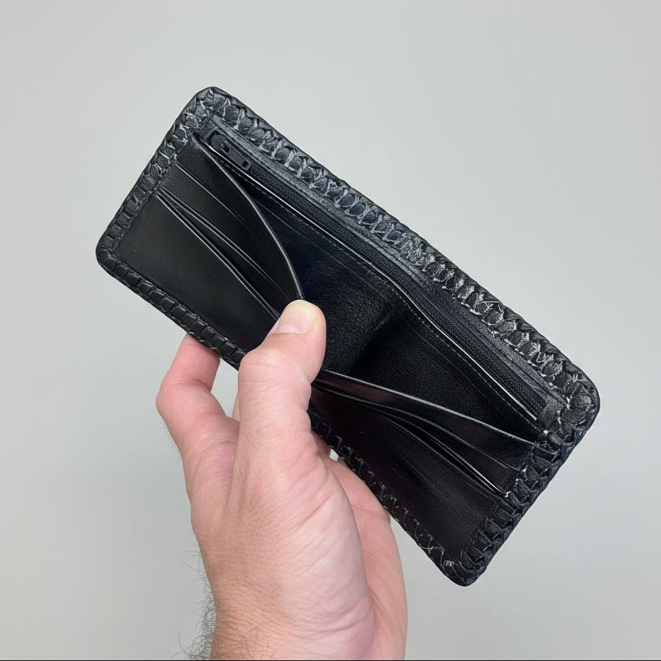 Cow Hide Fur-on Leather Wallet - White