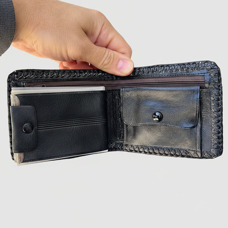 Cowhide Fur-on Leather Wallet | White | ID Sleeve