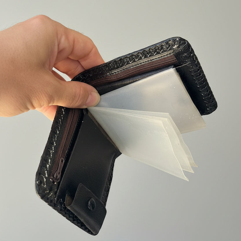 Cowhide Fur-on Leather Wallet | White | ID Sleeve