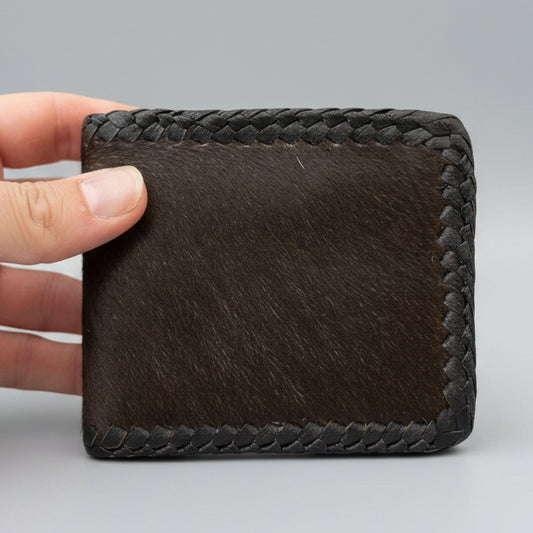 Cowhide Fur-on Leather Wallet | Chocolate Brown | ID Sleeve