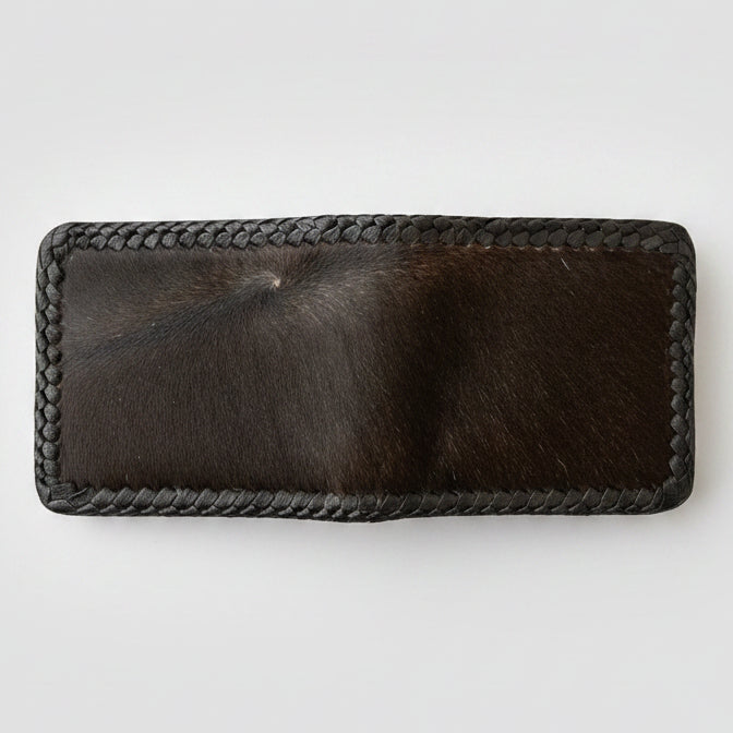 Cow Hide Fur-on Leather Wallet - Chocolate Brown